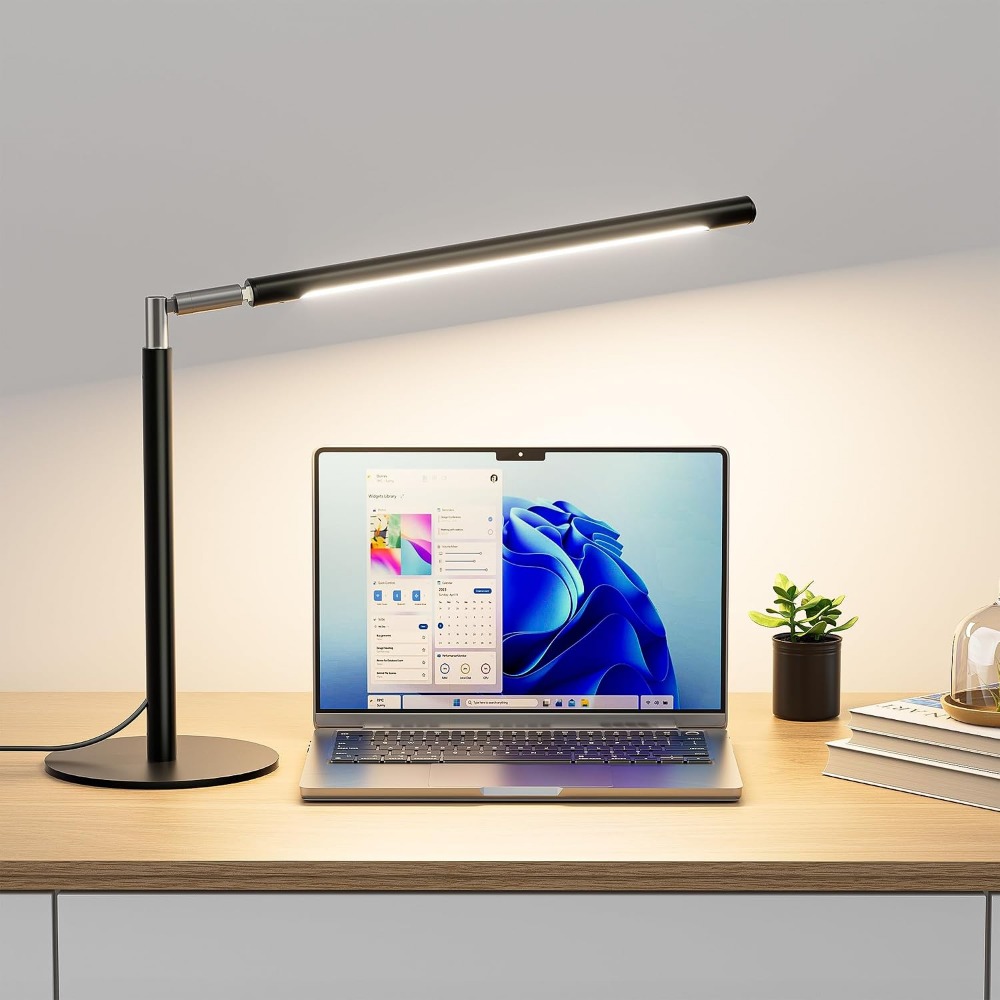 Office Table Home - 16インチ調節可能なメタルLEDデスクランプ、15W 1200ルーメン明るいモダンな背の高い読書灯、ブラックアイケアテーブルランプ（家庭、オフィス、学習用）