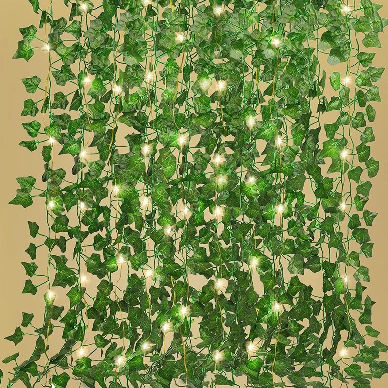 Home Office Word - 人工緑のツタの葉の花輪,吊り下げられた植物,部屋,庭,オフィス,結婚式,壁の装飾に適しています,210cm