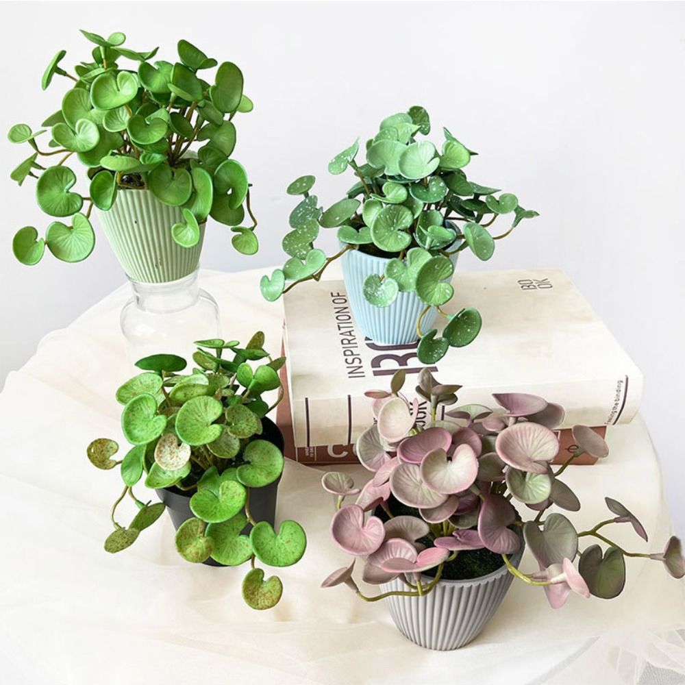 Home Office Word - 柔らかい接着剤人工植物,エヴァ,緑の多肉植物の葉,壁掛け,家庭とオフィス,偽の銅コイン草