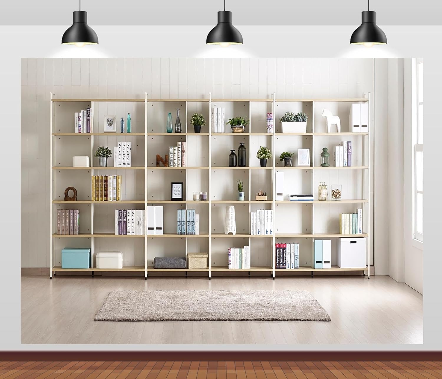 Home Office Zoom Background Free - 本棚写真撮影背景モダンルームインテリア白い本棚ホームオフィス背景ズーム会議ホームオフィス装飾用