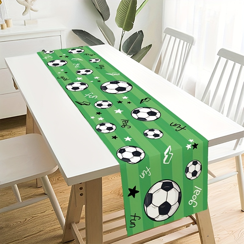 Home Office News - 1pc サッカースポーツポリエステルテーブルランナースポーツテーマの装飾大人の誕生日記念日イベントパーティーダイニングテーブル用品