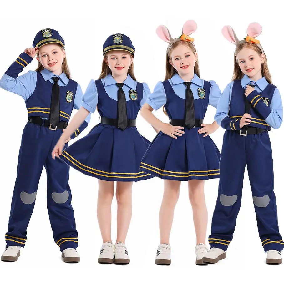 Home Office Makeover - 女の子用コスプレ ジュディ・ホップス 警察官コスチューム 子供用 バニーポリス衣装 フルセット