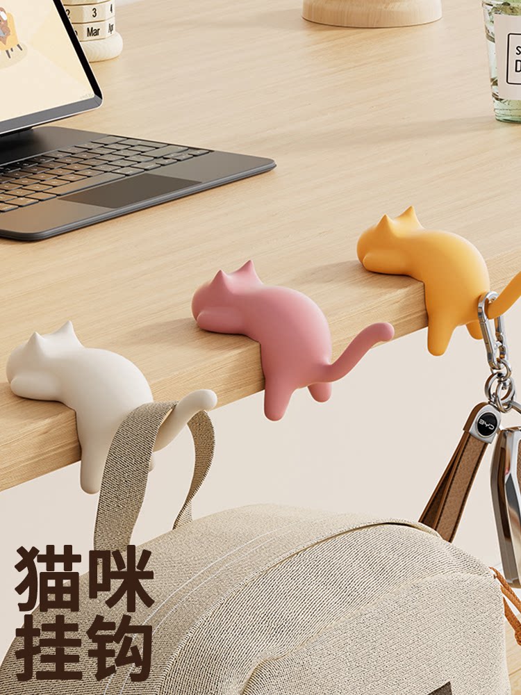 Office Table Home - かわいい携帯用猫型バッグフックハンガー、テーブルフック、ハンドバッグ、バックパック、トラベルバッグオーガナイザーホルダー、自宅やオフィスの装飾、デスクサイドフック