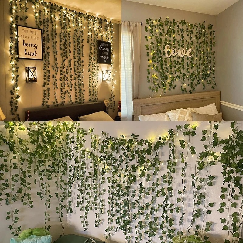 人工緑のツタの葉の花輪,吊り下げられた植物,部屋,庭,オフィ - Home Office Word のレビューと価格