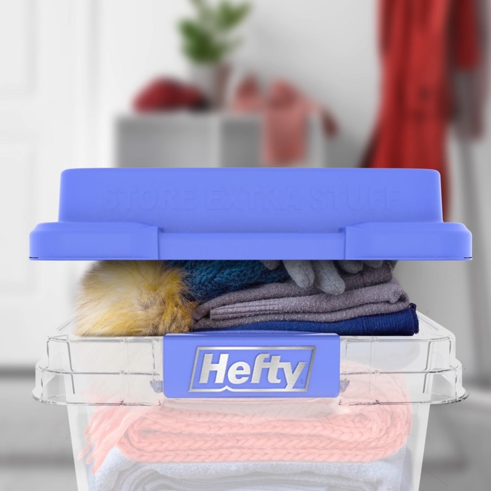 透明プラスチック収納容器、青い蓋付き、18クォート、小型収納 - Home Office Box のレビューと価格