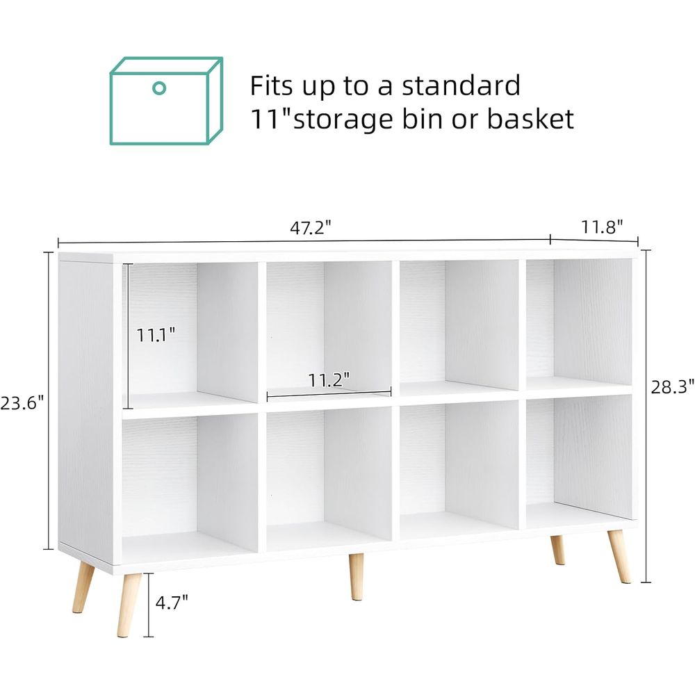 2段木製本棚 脚付き、11棚開口部、高さ47、ホームオフィス - Home Office With Bookshelves のレビューと価格