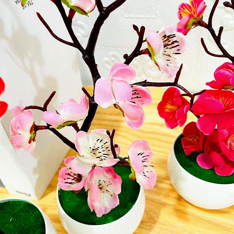 シミュレーション梅の花鉢植え人工プラスチック造花ホームオフィ - Home Office Word のレビューと価格