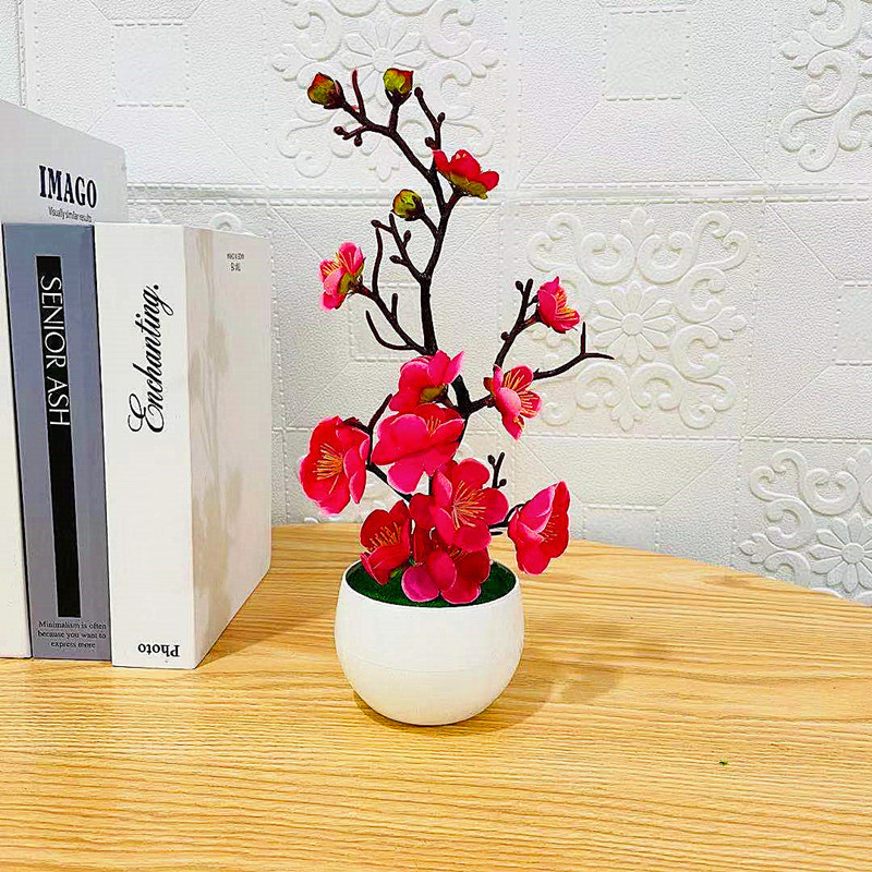 シミュレーション梅の花鉢植え人工プラスチック造花ホームオフィ - Home Office Word のレビューと価格