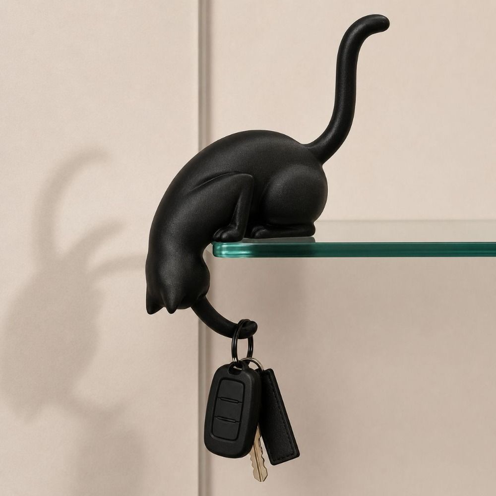3Dプリント製の猫型ウォールフック、逆向きに吊るせるかわいい - Home Office With Bookshelves のレビューと価格