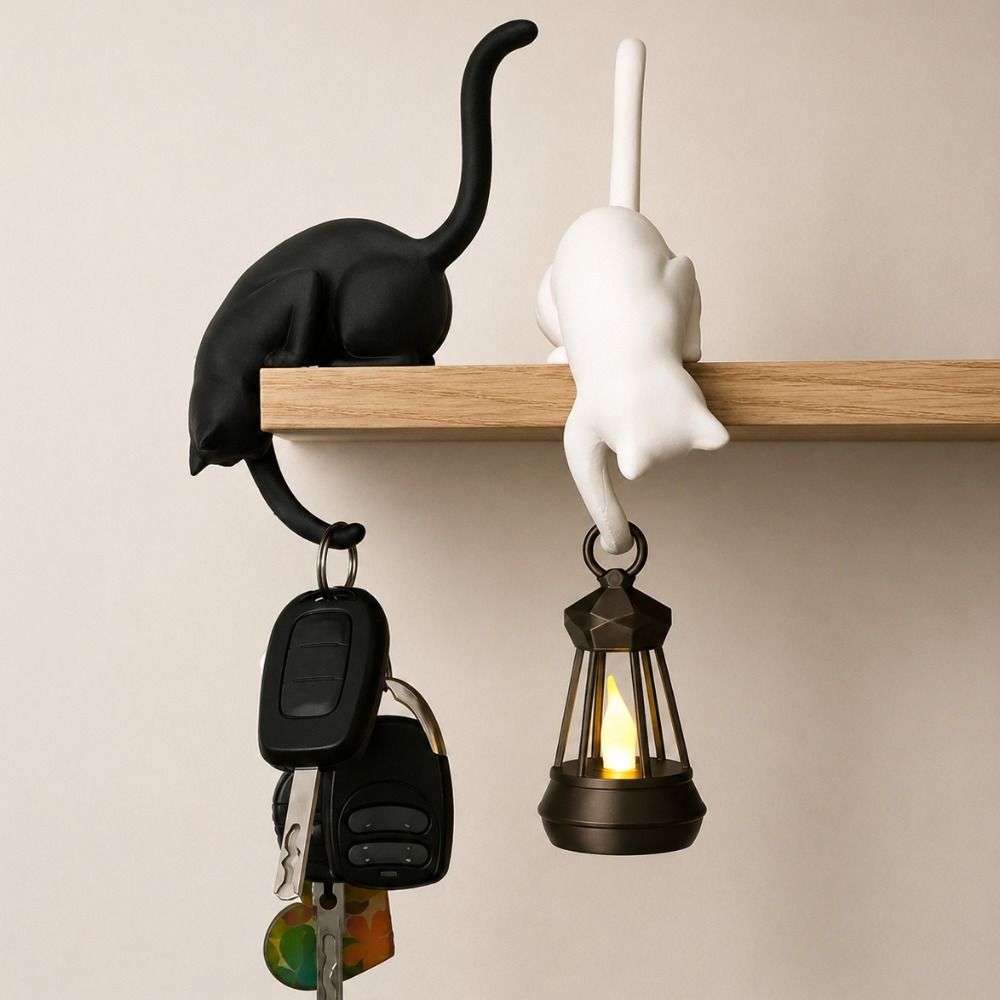 3Dプリント製の猫型ウォールフック、逆向きに吊るせるかわいい - Home Office With Bookshelves のレビューと価格