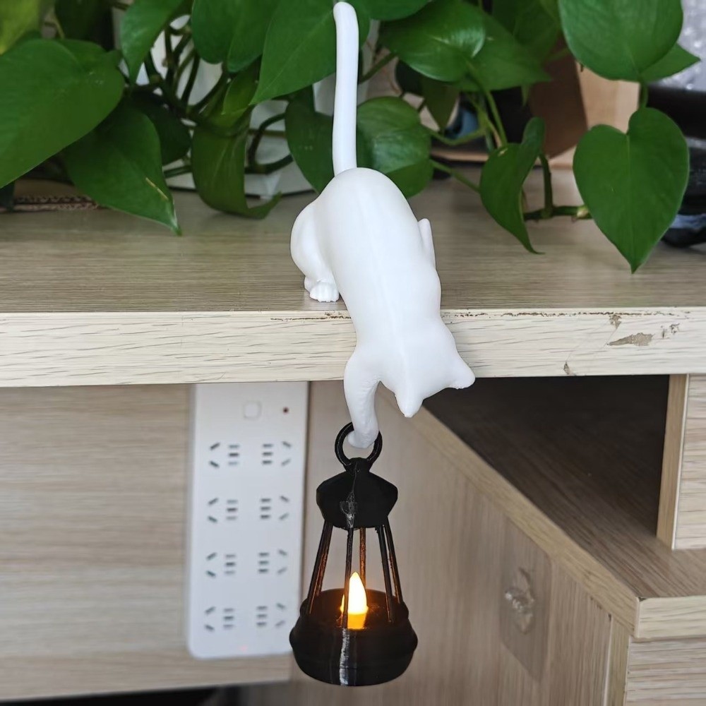 3Dプリント製の猫型ウォールフック、逆向きに吊るせるかわいい - Home Office With Bookshelves のレビューと価格