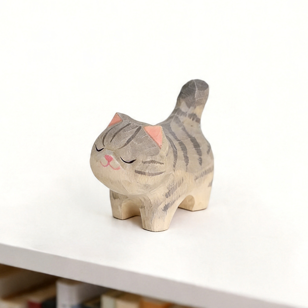 かわいいゴールデングラデーション猫の置物装飾木製オーナメント - Home Office Freelancer のレビューと価格