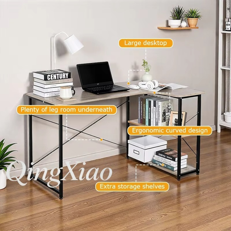 L字型コーナーデスク、本棚付き、壁掛けテーブルキャビネット、 - Home Office With Bookshelves のレビューと価格