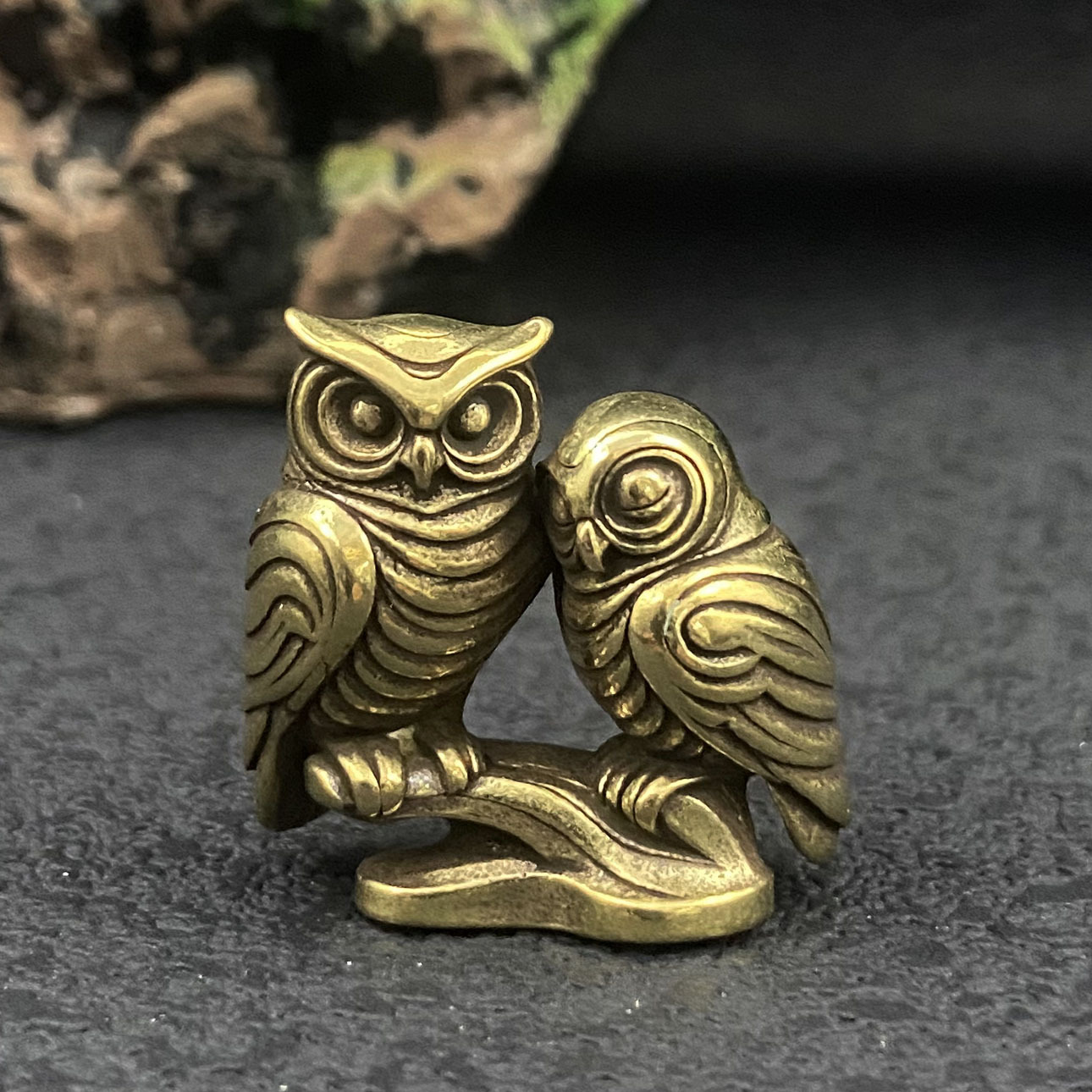 1/2 ピースフクロウ真鍮置物固体装飾品ホームデスクトップオ - Home Office With Bookshelves のレビューと価格