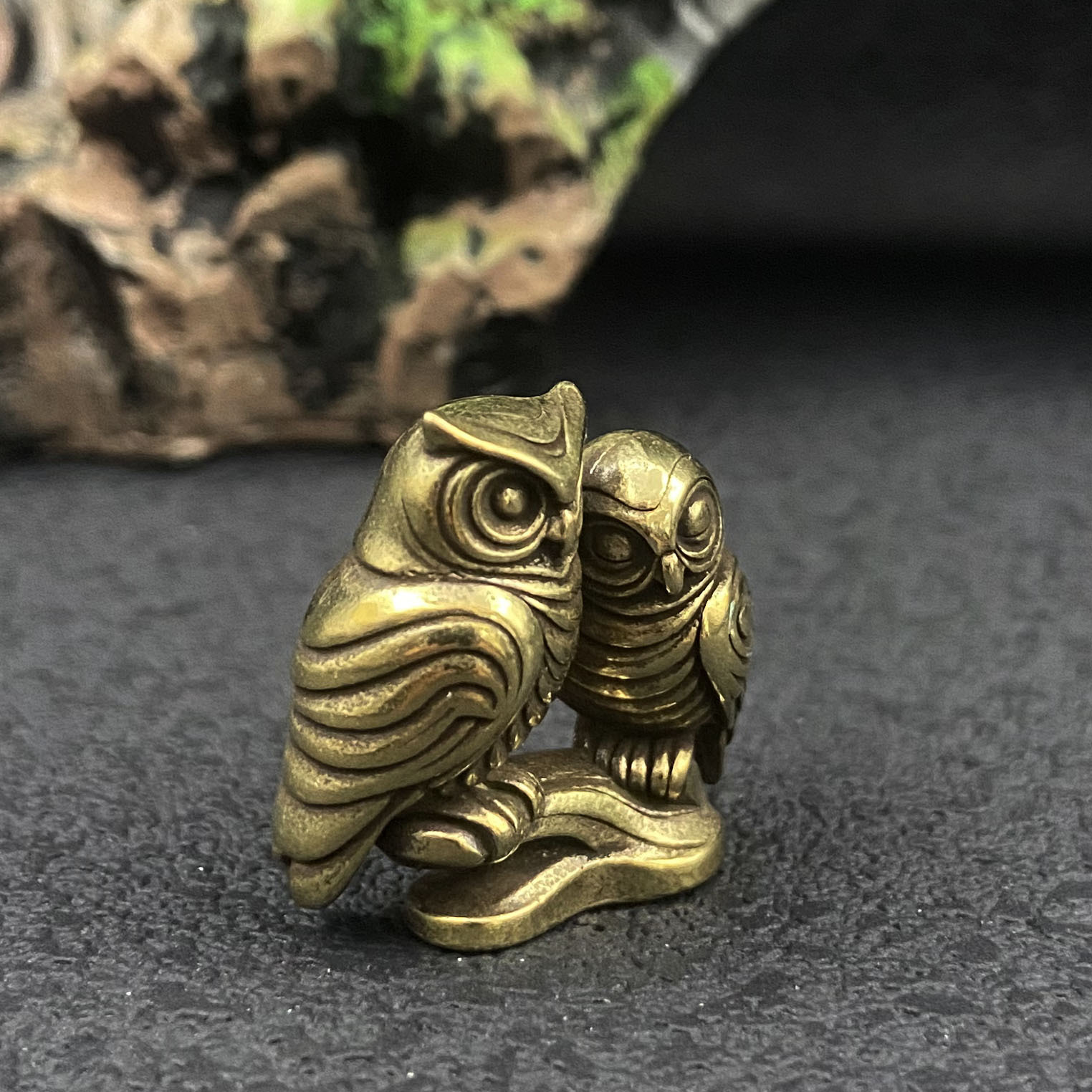1/2 ピースフクロウ真鍮置物固体装飾品ホームデスクトップオ - Home Office With Bookshelves のレビューと価格
