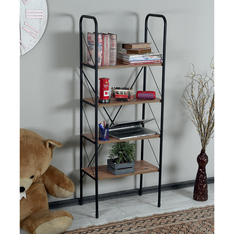 モダンな工業用金属フレーム木製本棚、オープンディスプレイ収納 - Home Office With Bookshelves のレビューと価格