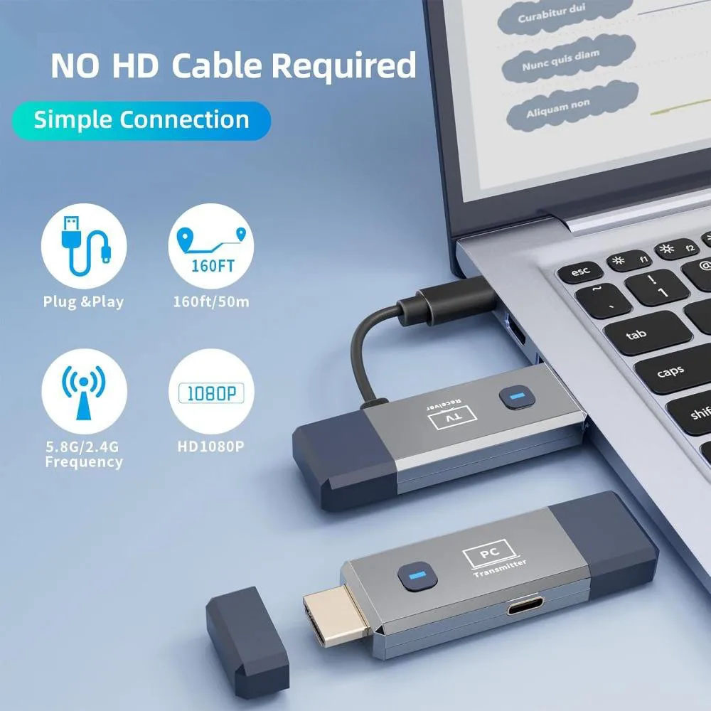 50 メートル長距離 1080P ワイヤレス HDMI 互換 - Home Office Laptop のレビューと価格