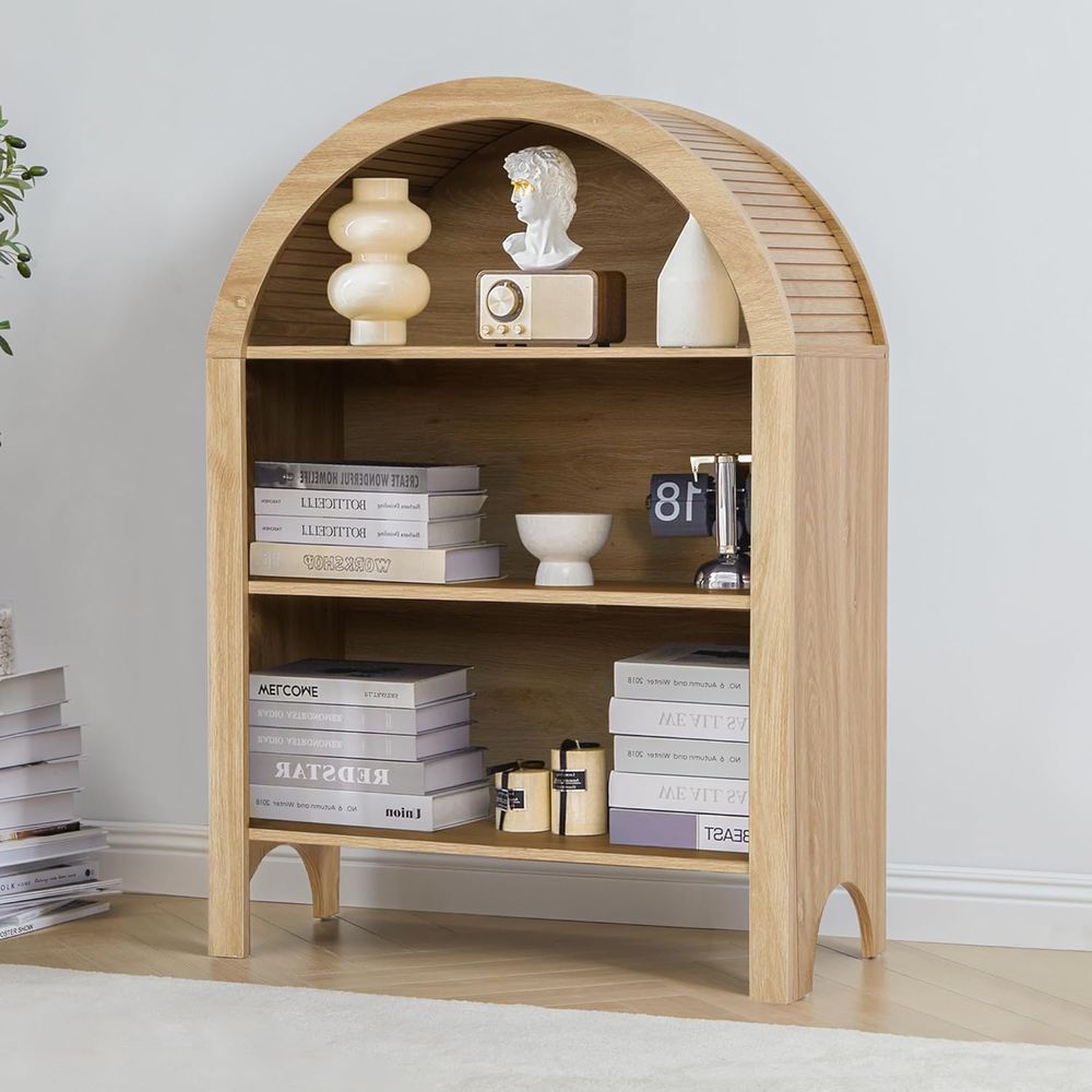 自立式3段アーチ型本棚、調節可能な棚板付き、家庭およびオフィ - Home Office With Bookshelves のレビューと価格