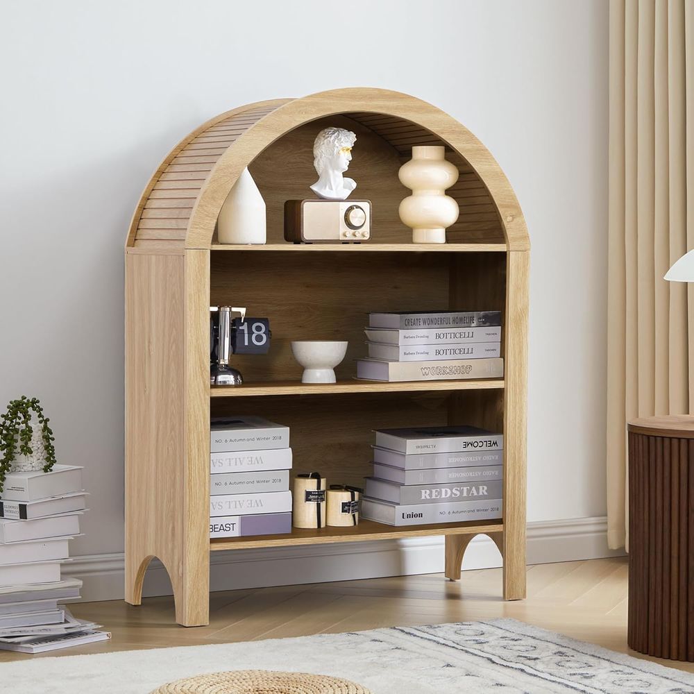 自立式3段アーチ型本棚、調節可能な棚板付き、家庭およびオフィ - Home Office With Bookshelves のレビューと価格